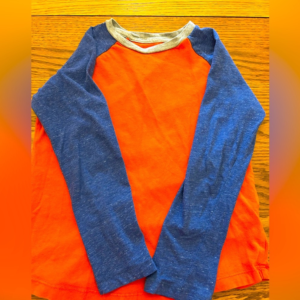 Old Navy kids Orange and Blue Long Sleeve baseball shirt